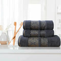 Grey Flower Bath Towel