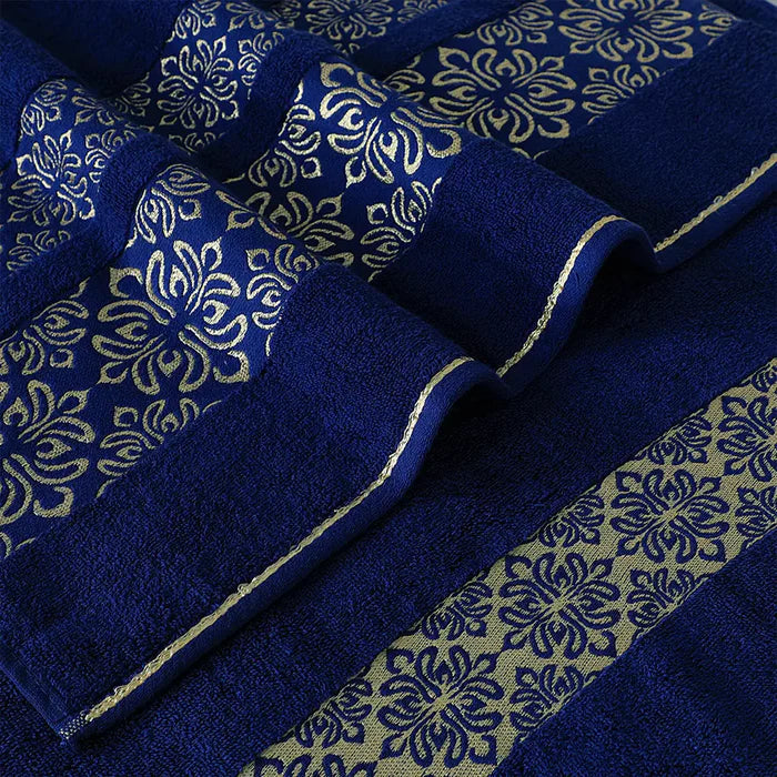 Navy Flower Bath Towel