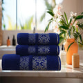 Navy Flower Bath Towel