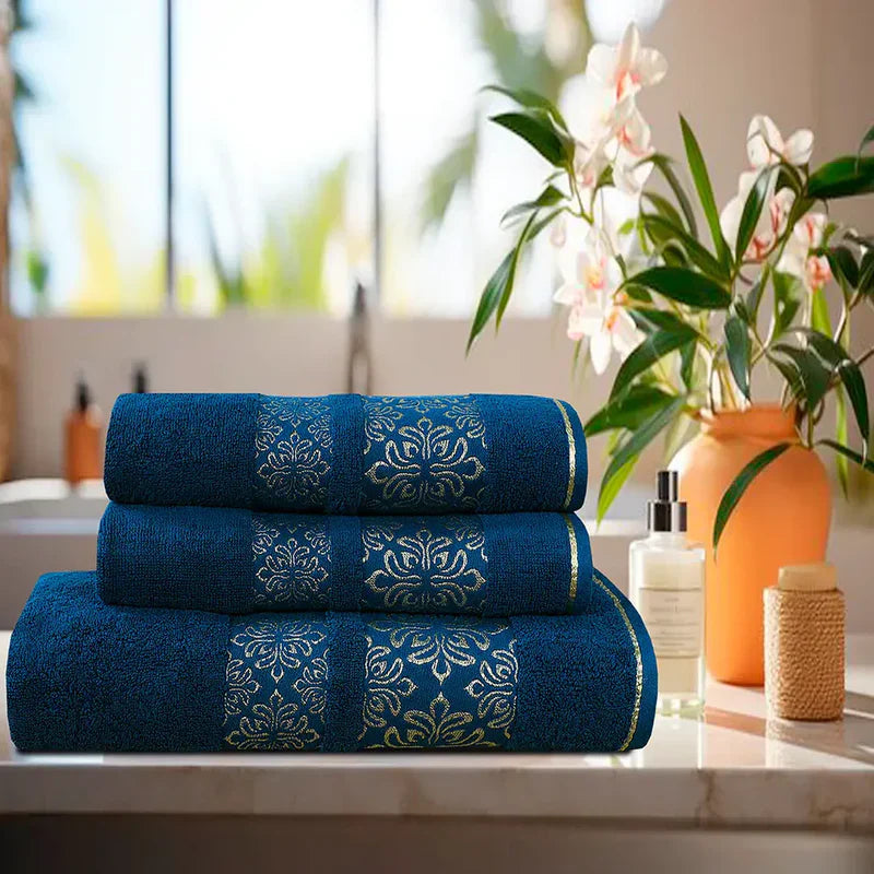 Teal Flower Bath Towel