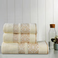Cream Flower - 3-Pcs Jacquard Towel Set