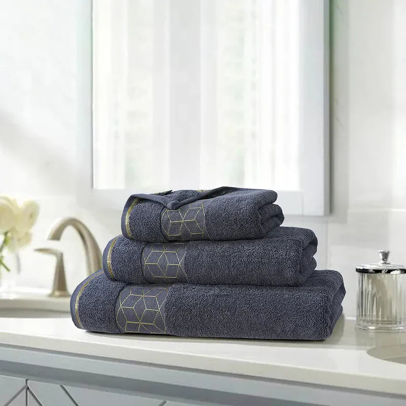 Grey Diamond Flower Bath Towel