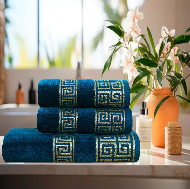 Teal Versatile - 3-Pcs Jacquard Towel Set