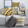 Cushion Covers Traditional Style Yellow Grey 6 Pcs