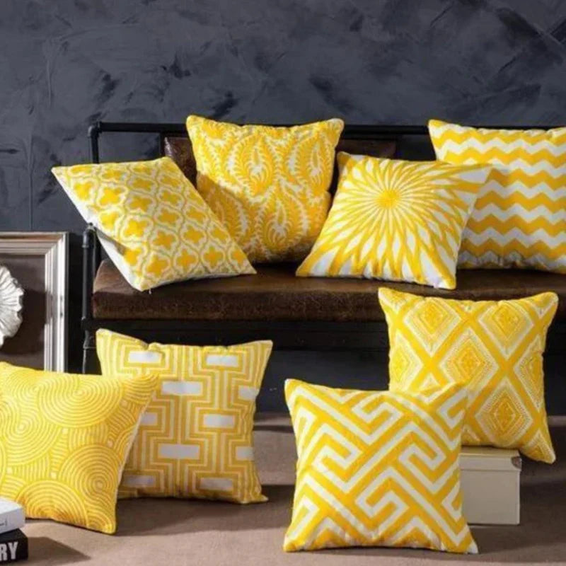 Cushion Covers Happy Yellow Sun Pack of 6