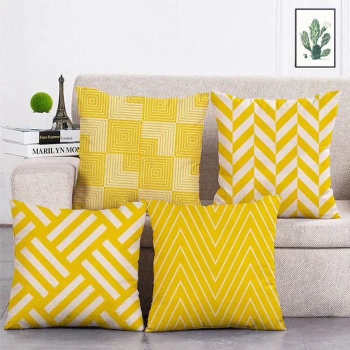 Cushion Covers Yellow Lemon Pack 4
