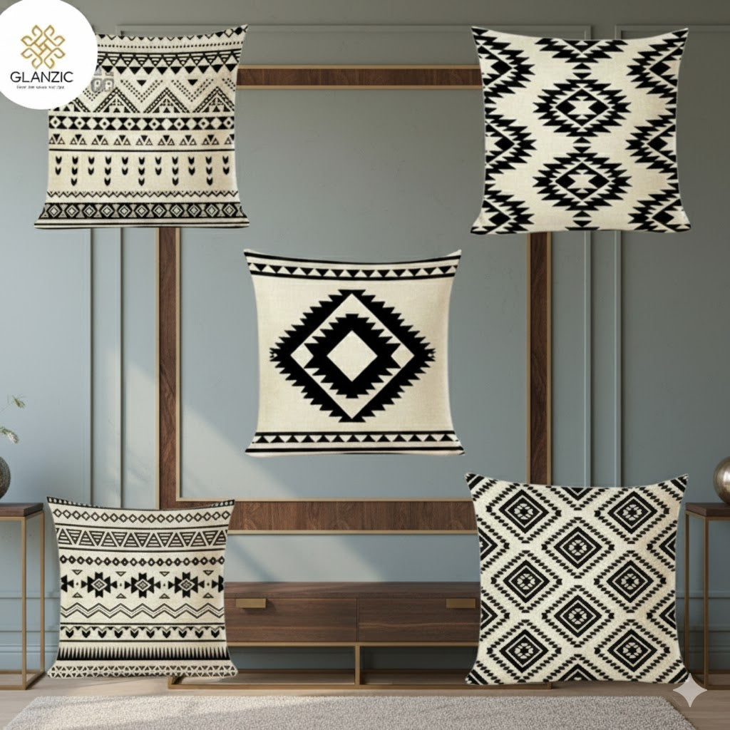 Cushion Cover Classic Black & White pack of 5